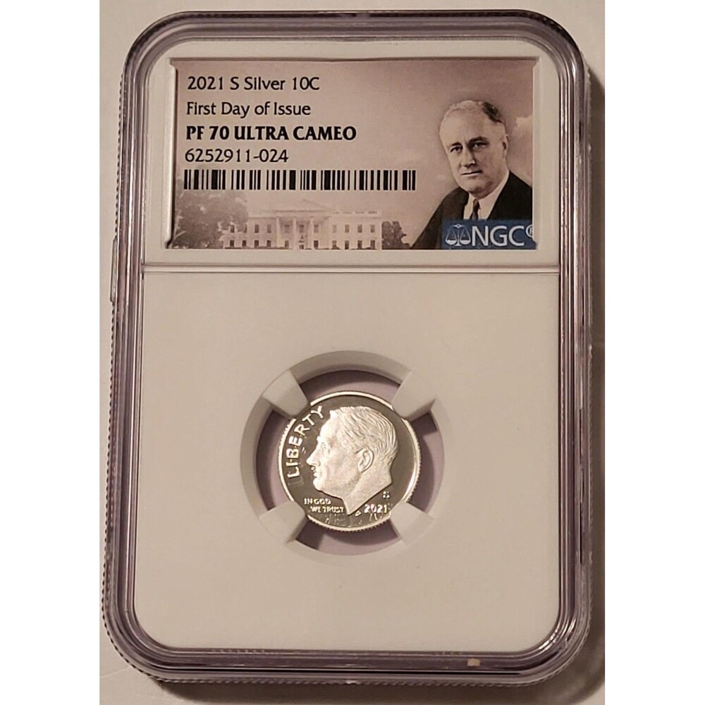 2021 S Silver Roosevelt Dime Proof PF70 UC NGC FDI Portrait Label